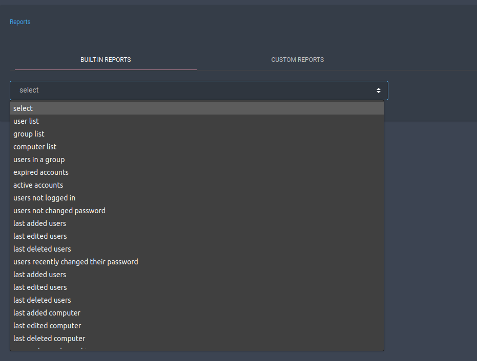 Built-in reports