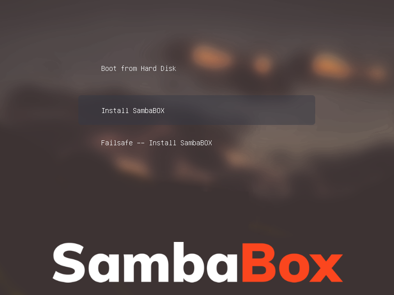 SambaBox boot menüsü