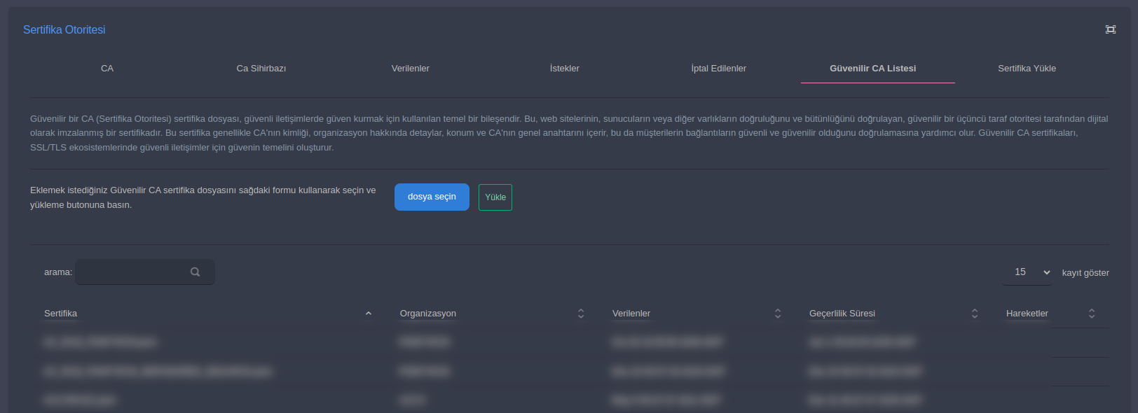 Certificate Upload