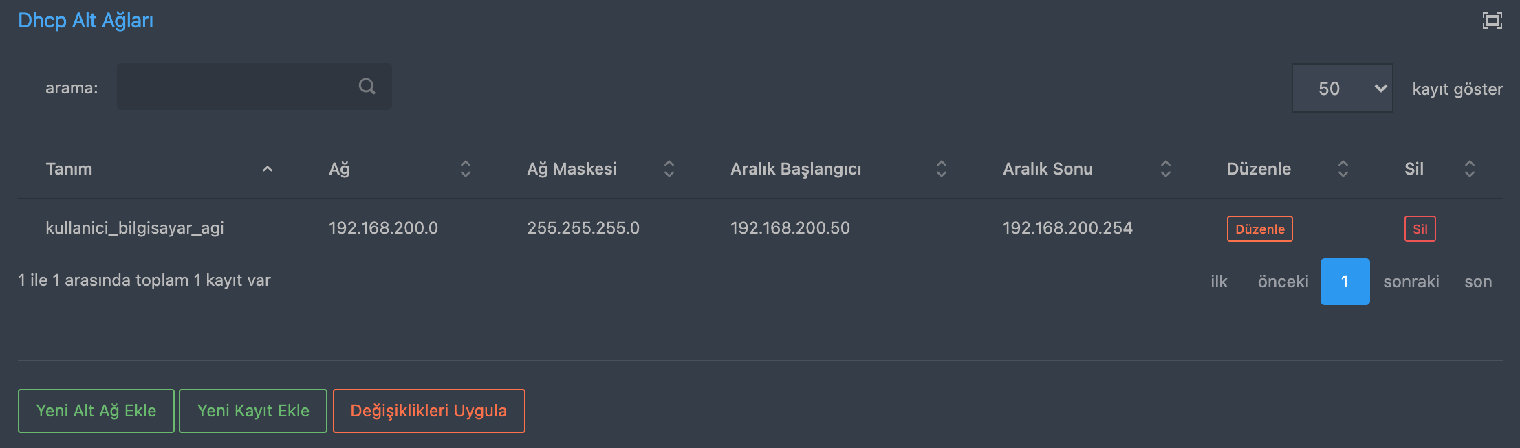 DHCP Alt Ağlar