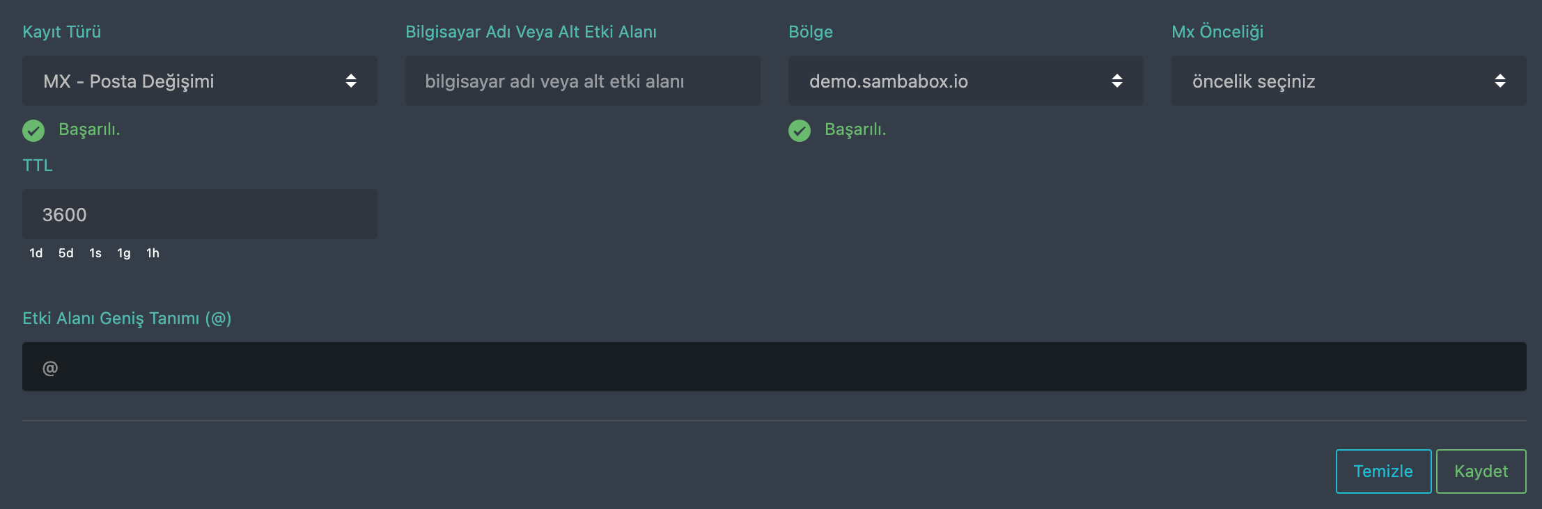 DNS MX kaydı