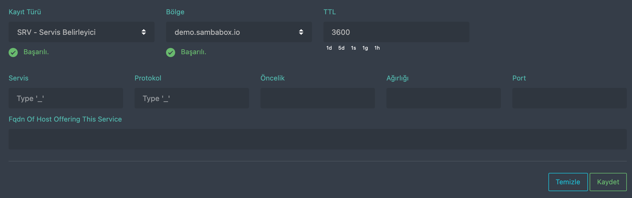 DNS SRV kaydı