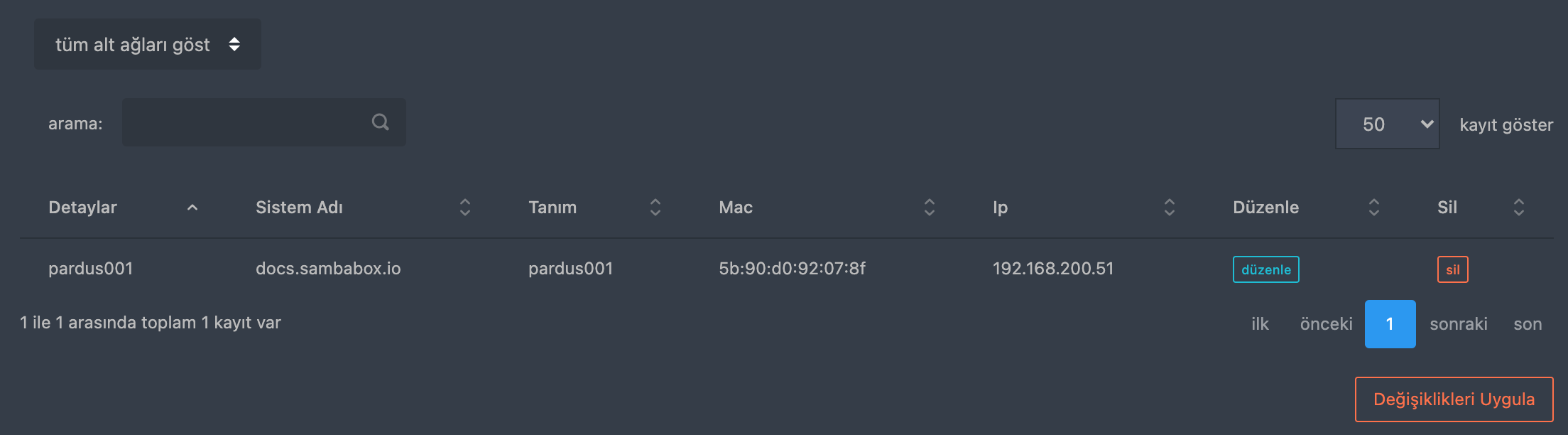 DHCP Rezervasyonlar
