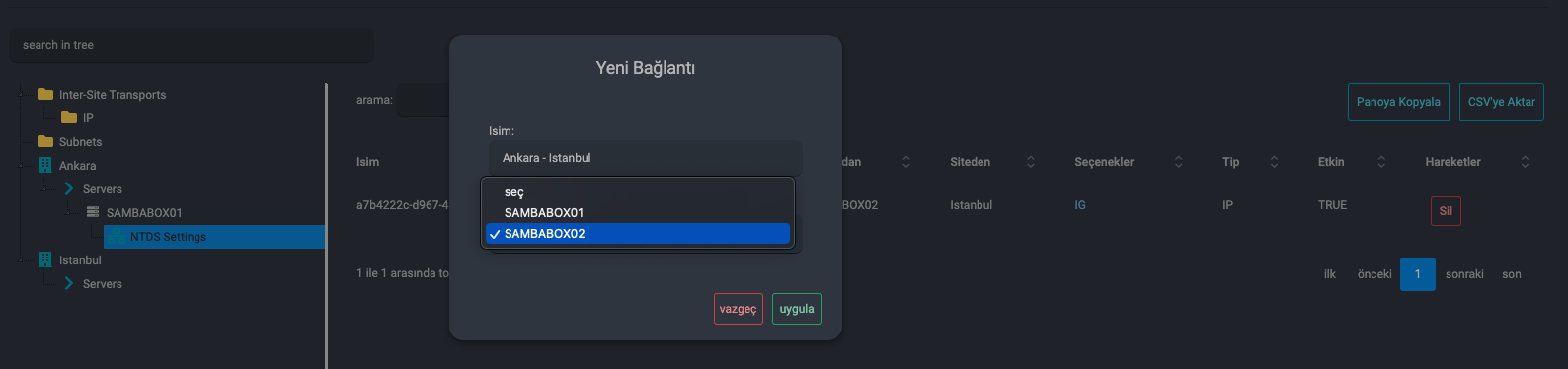 NTDS Bağlantısı Oluştur